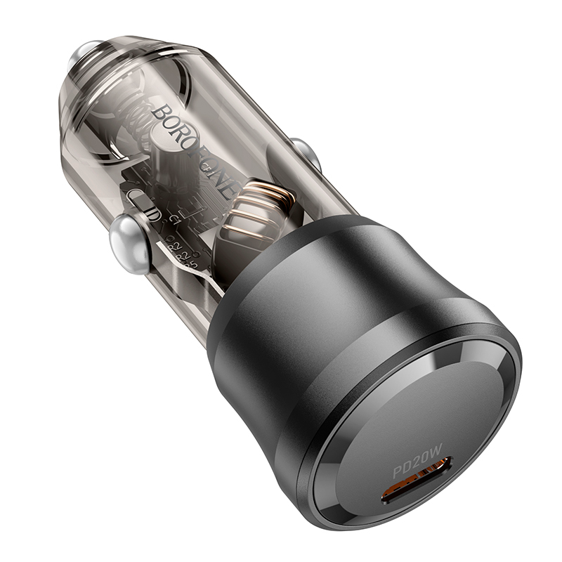 Cargador De Auto Tipo C 20w Borofone Bz24 Clever Gris – imagen 2