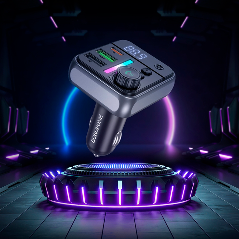 Cargador Transmisor de Auto Borofone Bc50 Rgb 20w Qc 3.0 Negro – imagen 3
