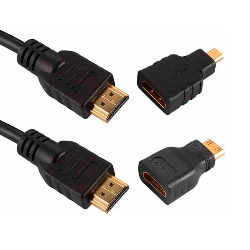 Cable Hdmi 3 en 1 Mini Hdmi y Micro Hdmi Negro – imagen 2