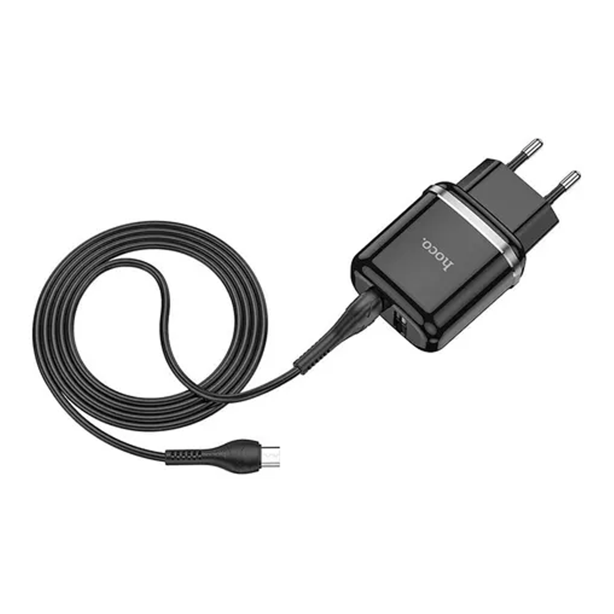 Cargador Hoco N4 Dual Usb + Cable Usb a Micro Usb Negro – imagen 2