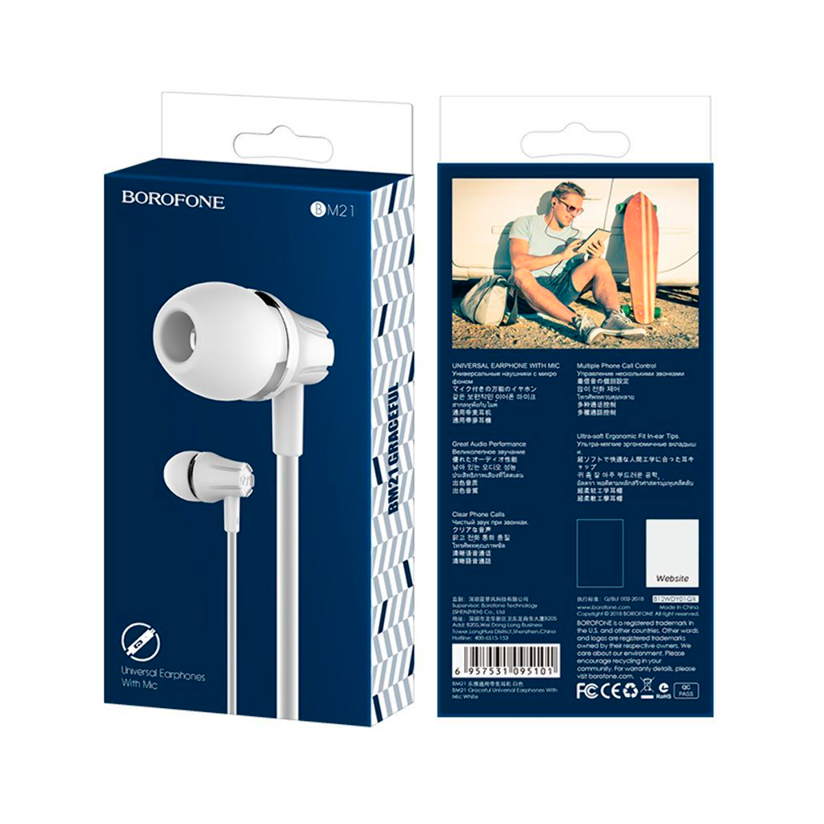 Audífonos In Ear Borofone Bm21 3.5mm Blanco – imagen 2