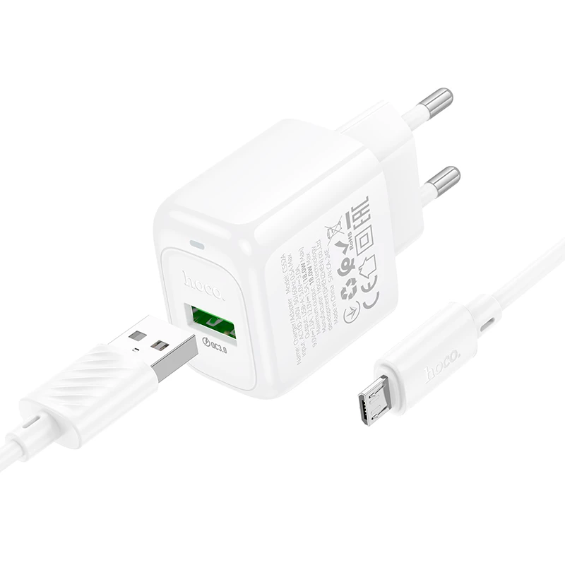 Cargador Carga Rapida Qc 3.0 Hoco Cs52a 18w + Cable Micro Usb – imagen 2