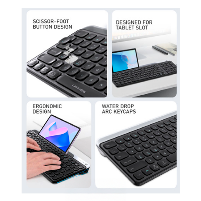 Teclado Dual Inalámbrico + Bluetooth Lenyes Wk106 Negro – imagen 2