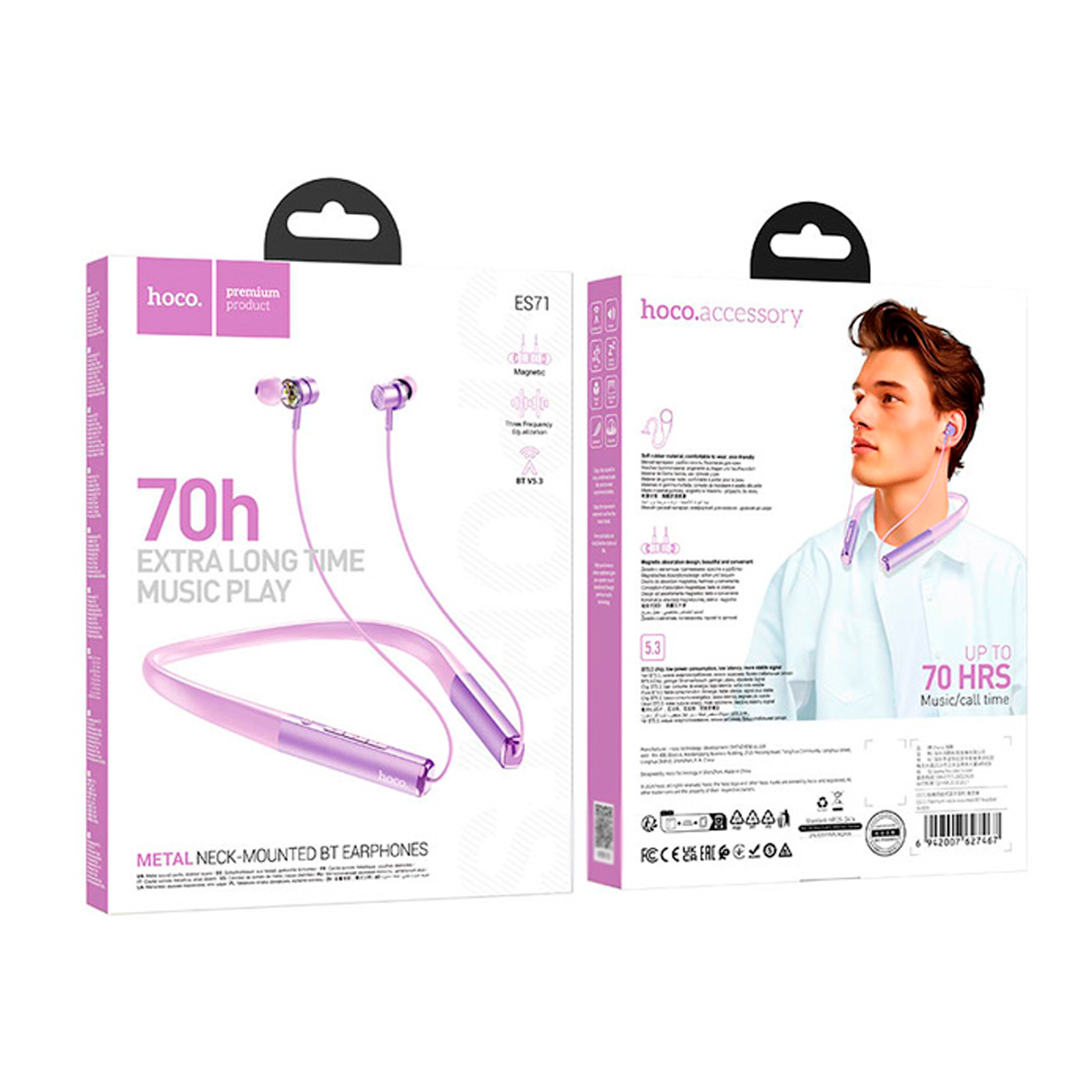 Audífonos Bluetooth Hoco Es71 Sport 70h Morado – imagen 2