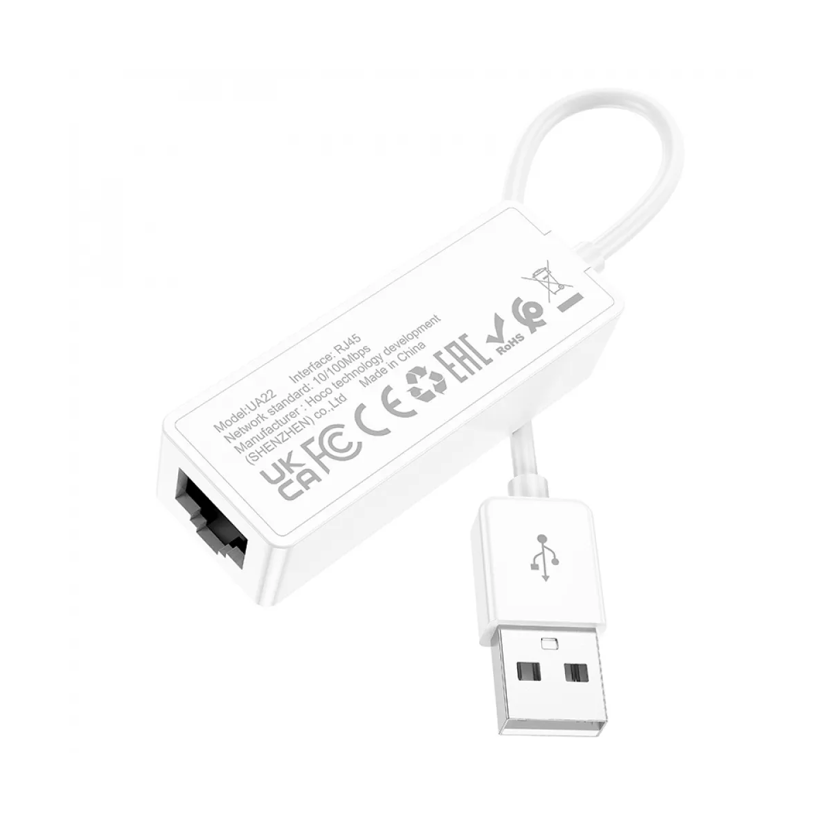 Adaptador Hoco Ua22 Usb a Rj45 Blanco – imagen 2