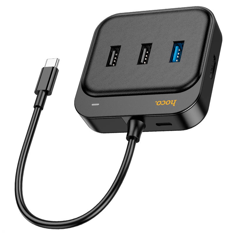Adaptador Hub Usb 6 en 1 Hoco Hb37 Rj45 Hdmi Usb 3.0 Tipo C
