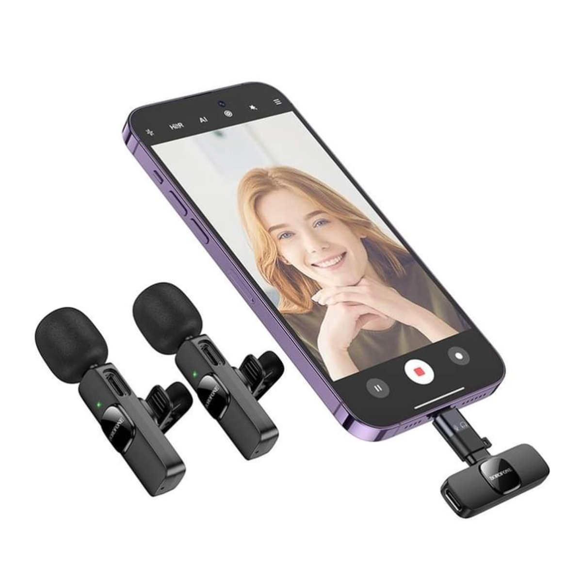 Microfono Digital Externo Borofone Bfk15 Inalambrico Dual Negro – imagen 2