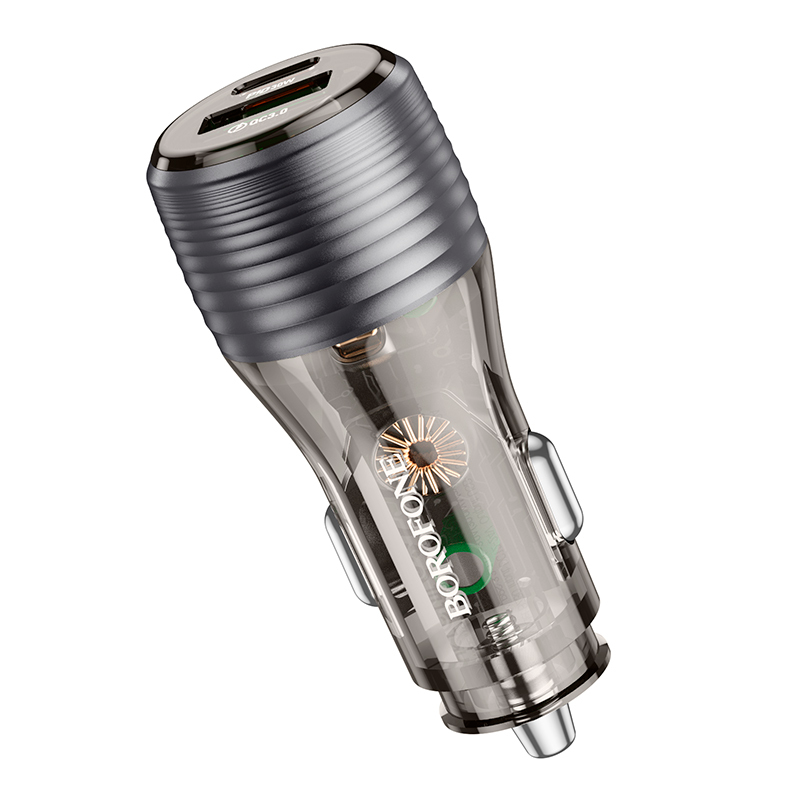 Cargador De Auto Doble Usb Tipo C Borofone Bz30 Gris – imagen 3