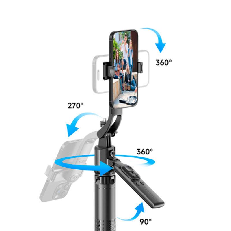 Soporte Selfie Bluetooth Lenyes Lph107 Doble Led 360 Grados Negro – imagen 2