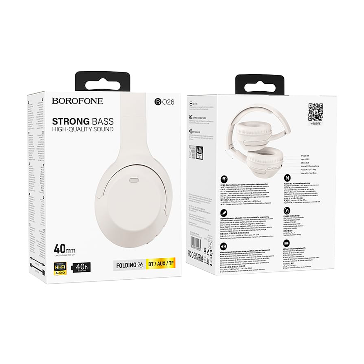 Audífonos Bluetooth Borofone Bo26 Headset Beige – imagen 2