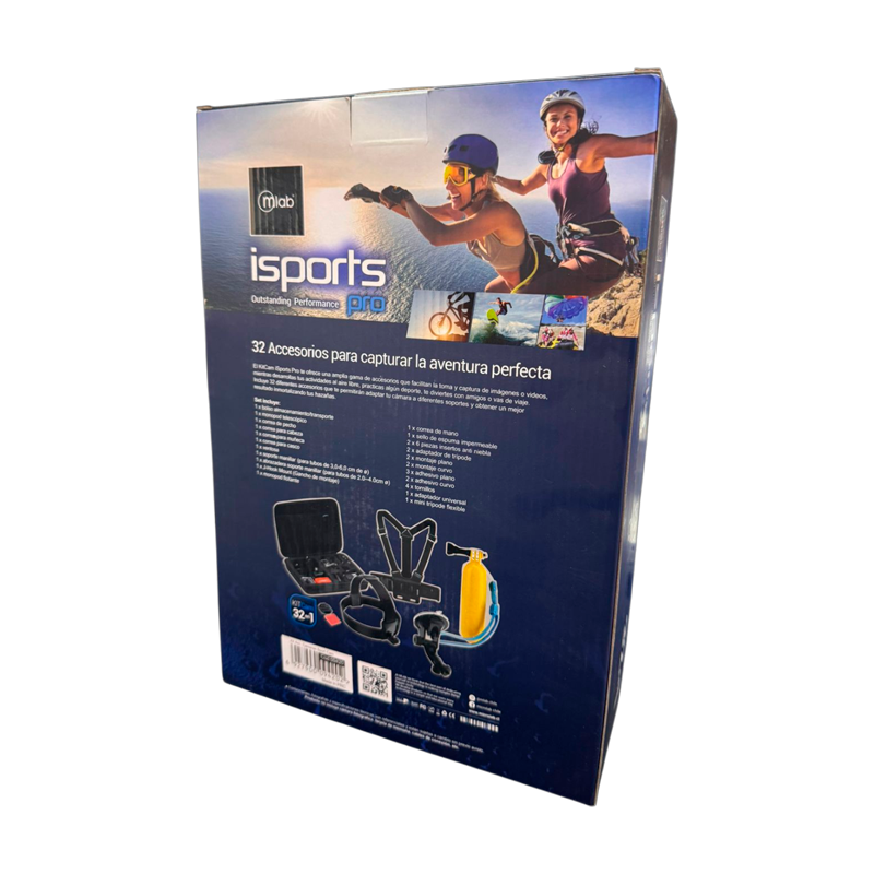 Kit 32 en 1 Accesorios Camaras Deportivas Isport Pro Negro – imagen 2