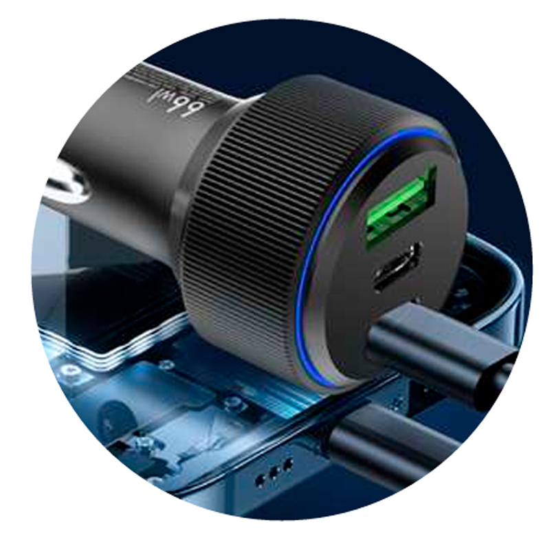 Cargador de Auto Triple Lenyes Ca704 66w Negro – imagen 2