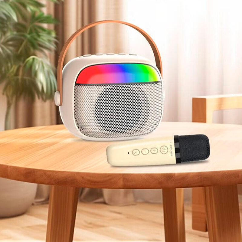 Parlante Bluetooth Lenyes S227 Karaoke Mini 5w Beige – imagen 2