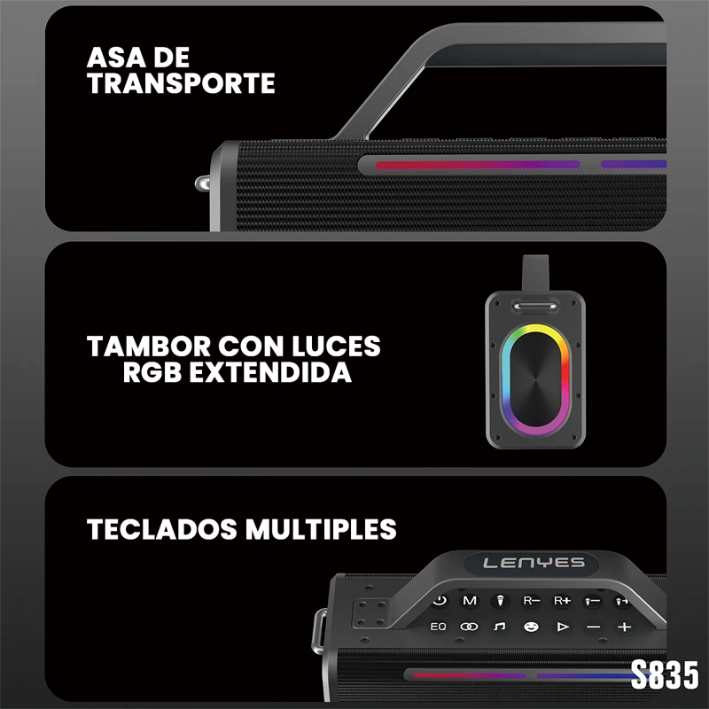 Parlante Bluetooth Lenyes S835 Karaoke 200w Negro – imagen 2