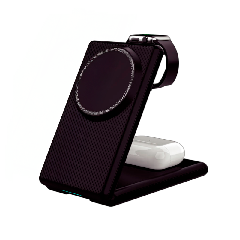 Cargador Inalámbrico 3 en 1 Motomo T-26 Magnetico Negro – imagen 2