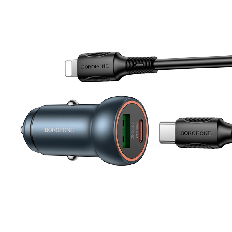 Cargador de Auto Borofone Bz32a Dual + Cable Lightning – imagen 2
