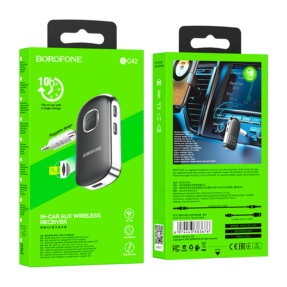 Transmisor Receptor Inalambrico Bluetooth Auto Borofone Bc42 Negro – imagen 2
