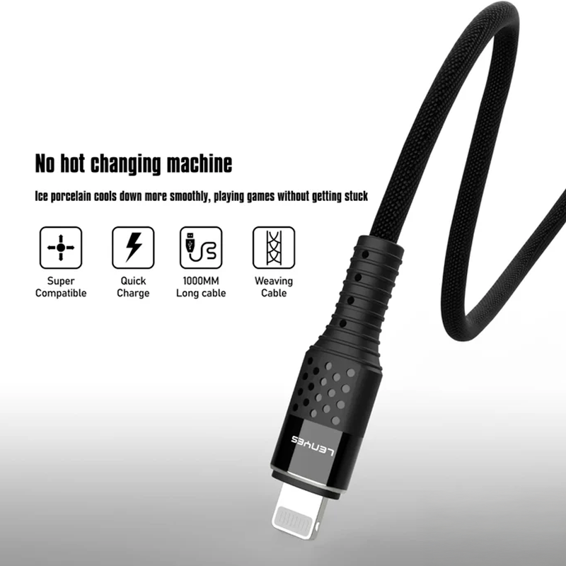 Cable Tipo C Para Lightning Lenyes Lc973 27w 1 Metro Negro – imagen 2