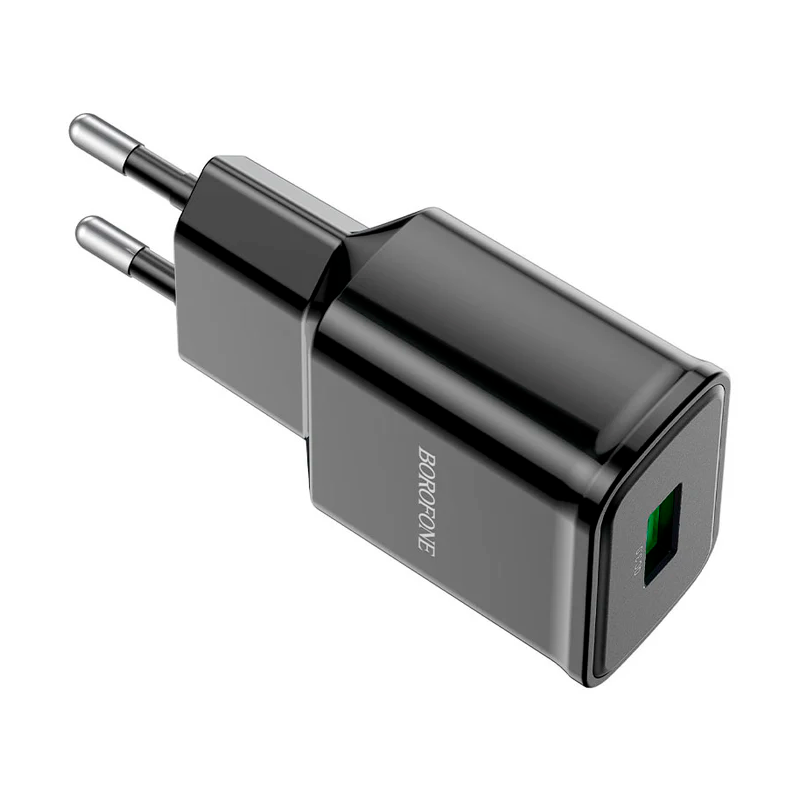 Cargador Borofone Ba59a 18w Usb Qc 3.0 + Cable Tipo C Negro – imagen 2