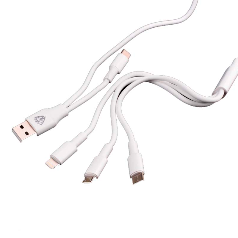 Cable Usb a Tipo C Micro Usb Para Lightning Lenyes Lc945 1.2 Metros Blanco – imagen 2