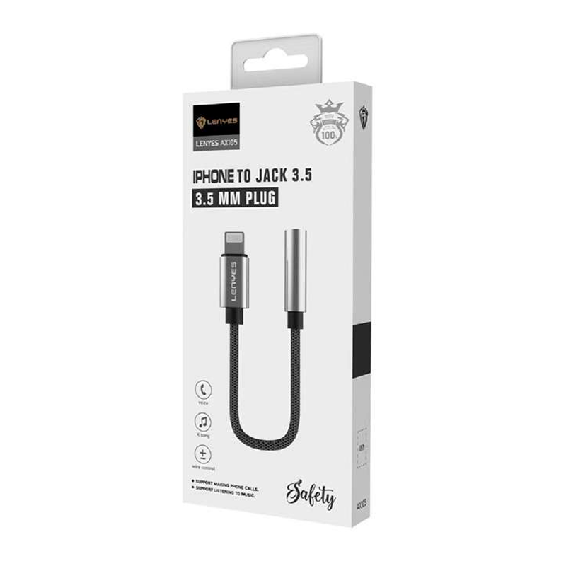 Cable Para Lightning a Jack 3.5mm Lenyes Ax105 10cm Negro – imagen 2