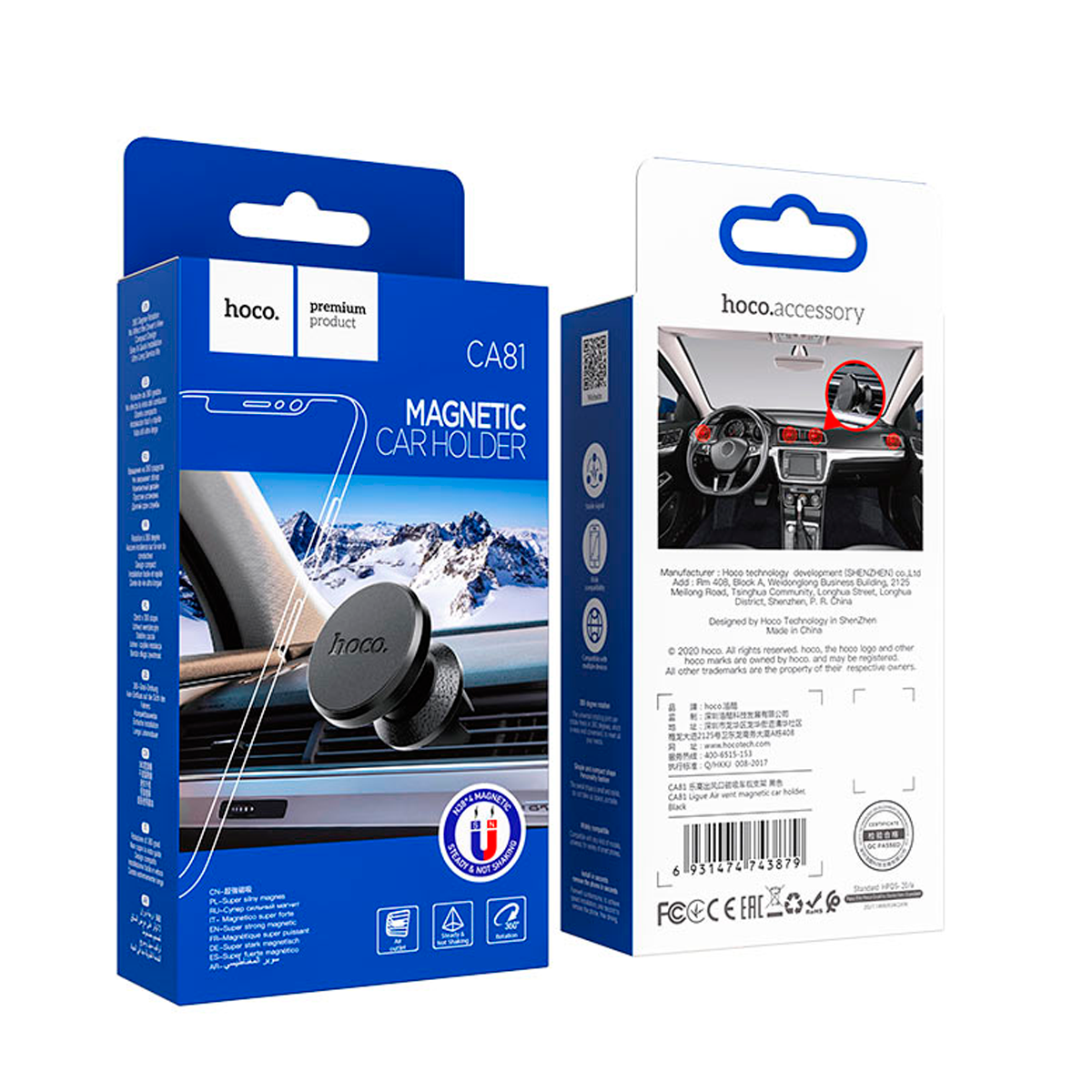 Soporte Con Iman Rejilla De Auto Hoco Ca81 Negro – imagen 2