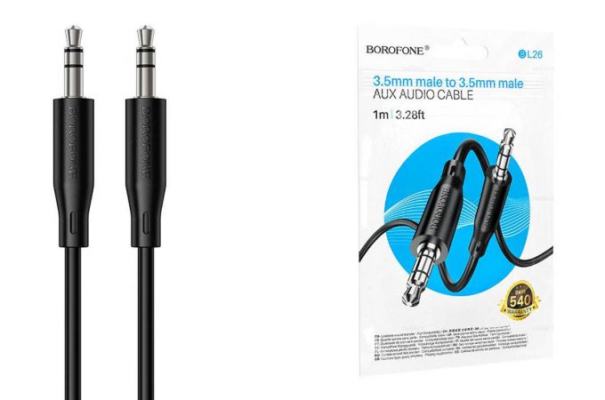 Cable Auxiliar 3.5mm a 3.5mm Borofone bl26 1 Metro Negro – imagen 2