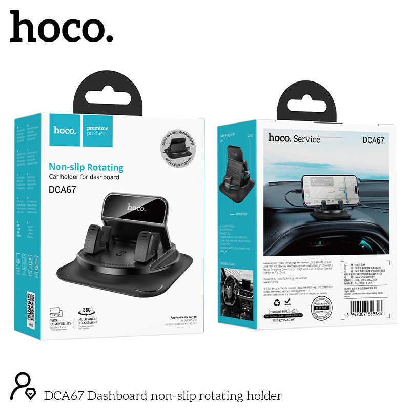 Soporte De Auto Tablero Rotacion 360 Hoco Dca67 Negro