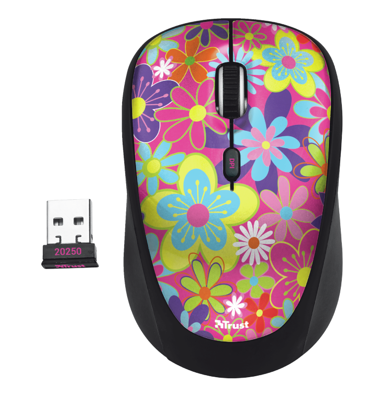 Mouse Inalambrico Trust Yvi Flower Power Rosado – imagen 2