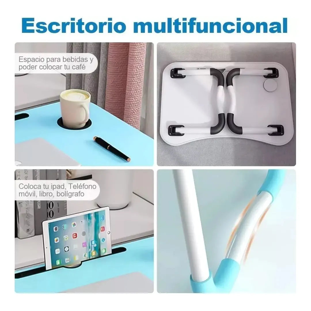 Mesa Plegable Portátil Notebook Multifuncional Cama Celeste – imagen 2