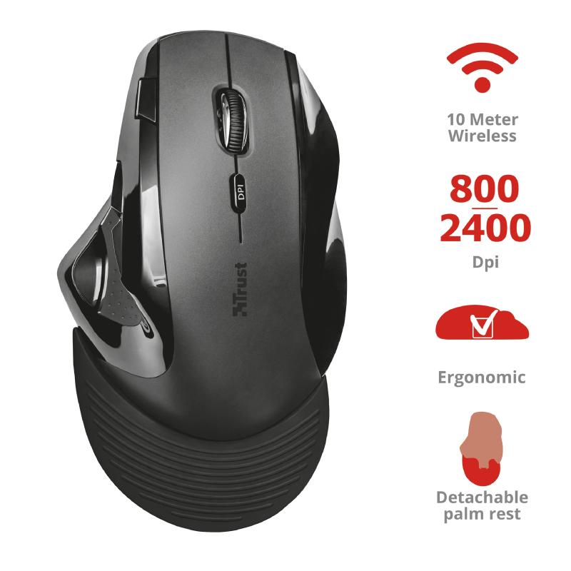 Mouse Inalambrico Ergonomico Trust Vergo Negro – imagen 2