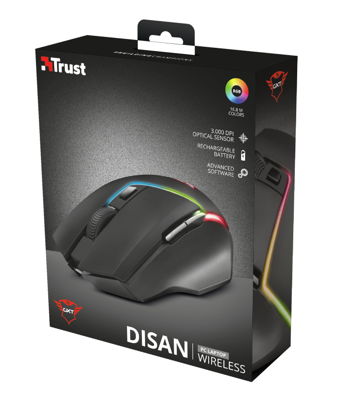 Mouse Gamer Inalámbrico Trust Gxt 161 Disan Negro – imagen 2