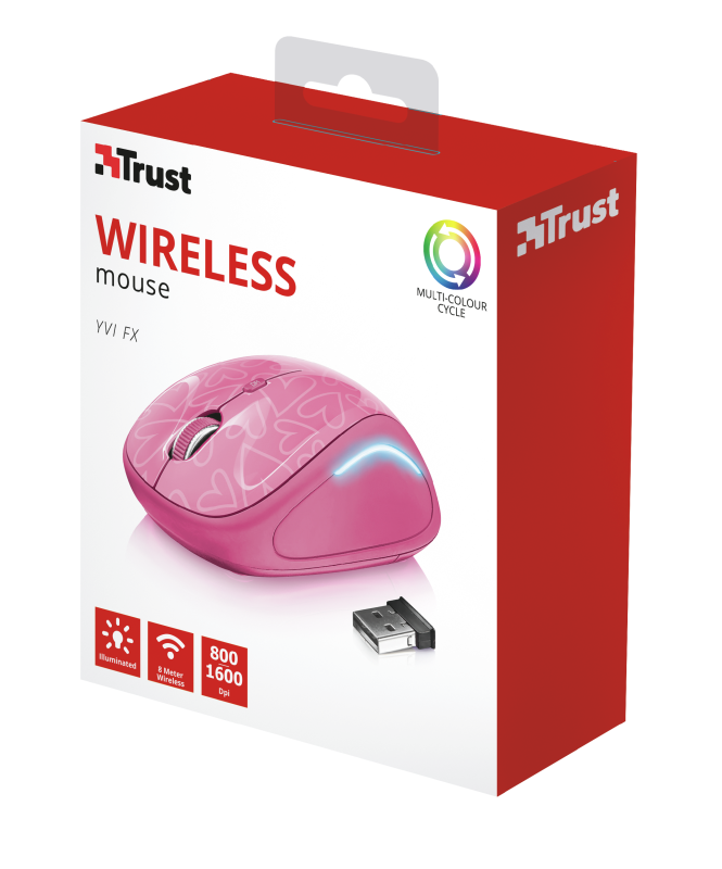 Mouse Inalambrico Trust Yvi Fx Rosado – imagen 2