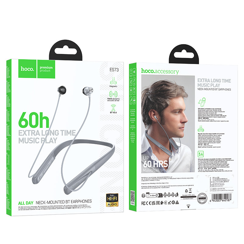 Audífonos In Ear Bluetooth Deportivo Hoco Es73 60h Gris – imagen 2