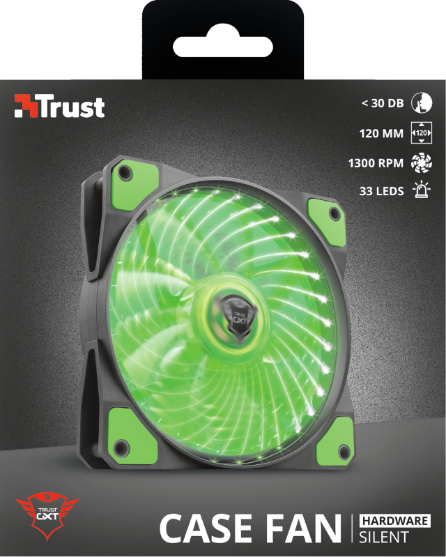 Ventilador Led Illuminated Silent Gxt 762r Verde Trust – imagen 2