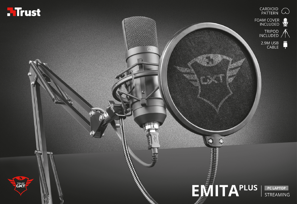 Micrófono Streaming Emita Plus Gxt 252+ Trust Negro – imagen 2