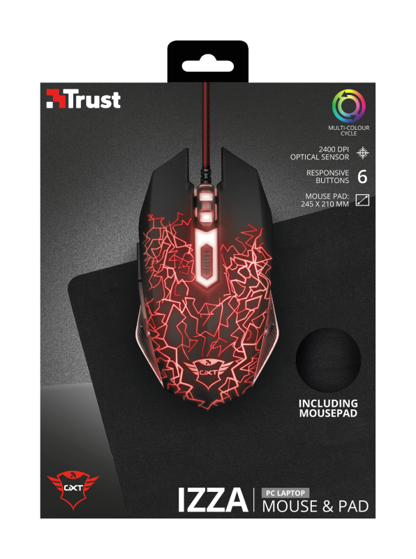 Pack Mousepad Gamer + Mouse Izza Trust Gxt 783 Negro – imagen 2