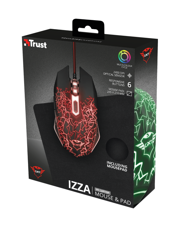 Pack Mousepad Gamer + Mouse Izza Trust Gxt 783 Negro – imagen 3
