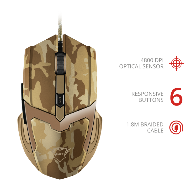 Mouse Gamer Trust Gxt 101D Camuflado Cafe – imagen 2