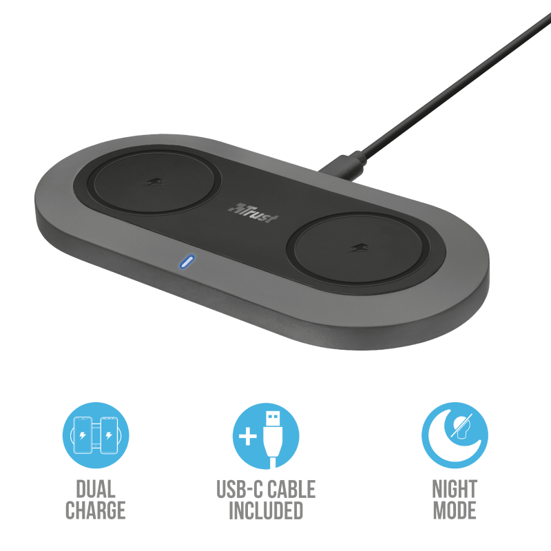 Cargador Inalámbrico Dual Trust Yudo 2x5w – imagen 3