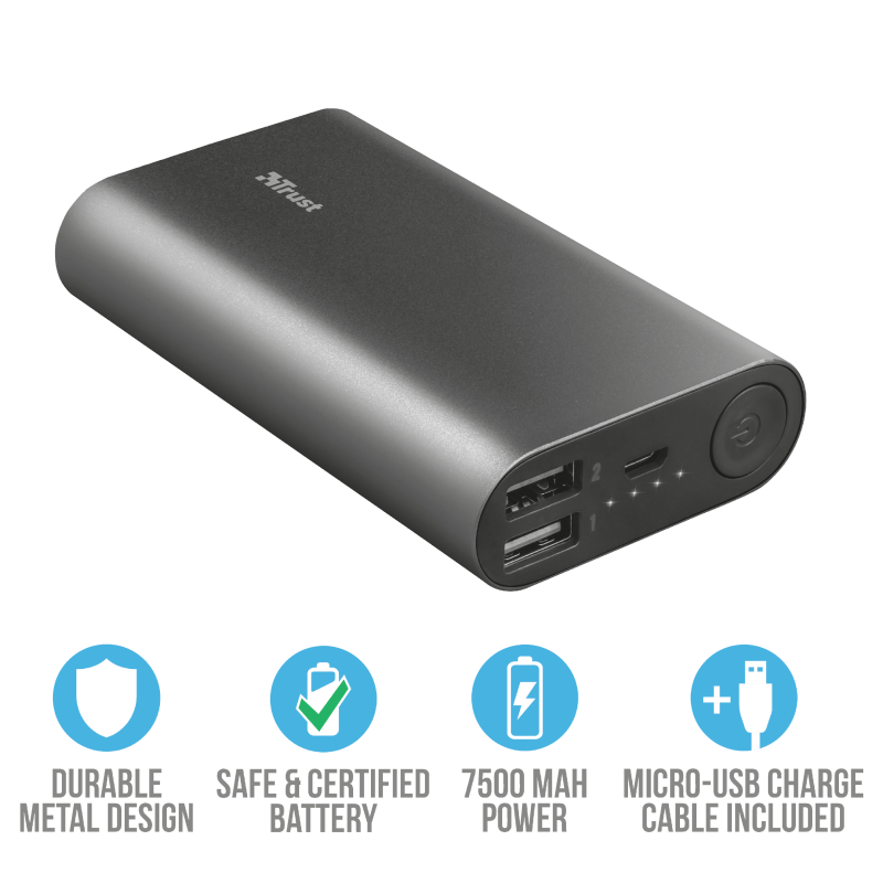 Bateria Portatil Powerbank Trust 7500 Mah Luco Metal – imagen 4