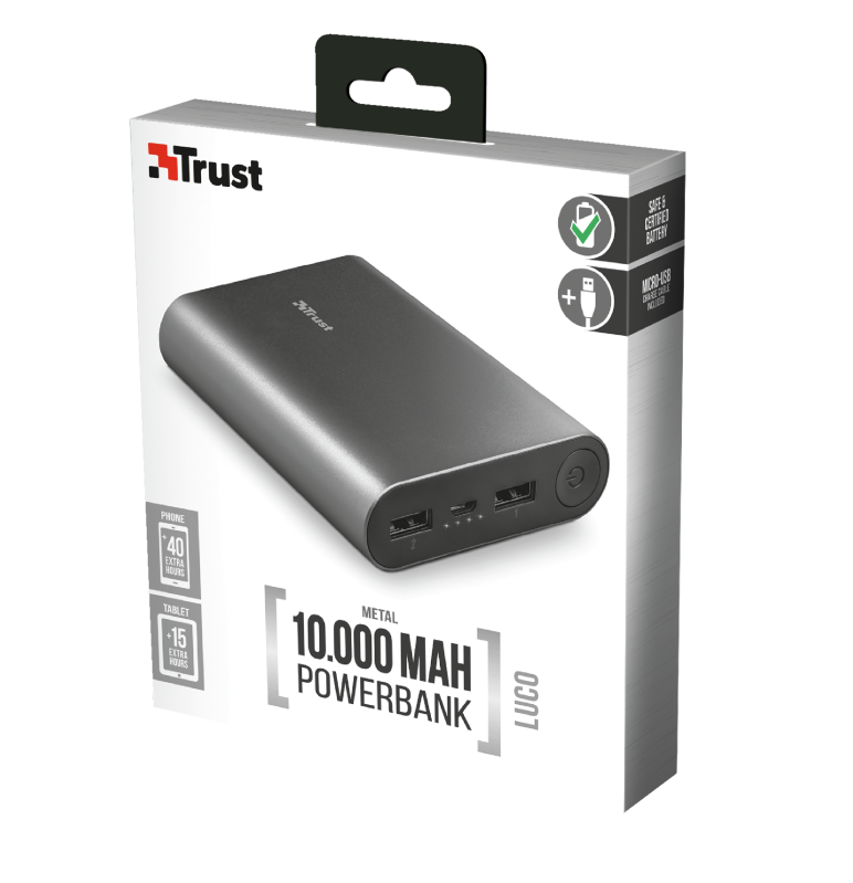 Bateria Portatil Powerbank Trust 10000 Mah Luco Metal – imagen 5