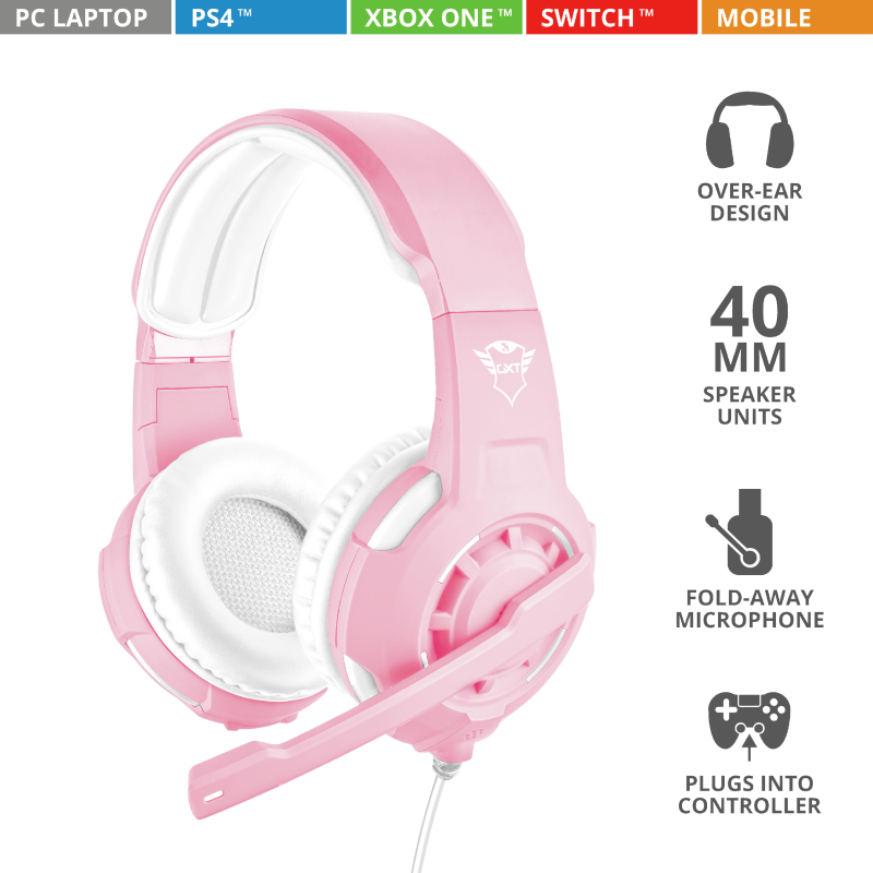 Audifono Gamer Trust Gxt 310P Rosado Pc Ps4 Switch Xbox – imagen 4