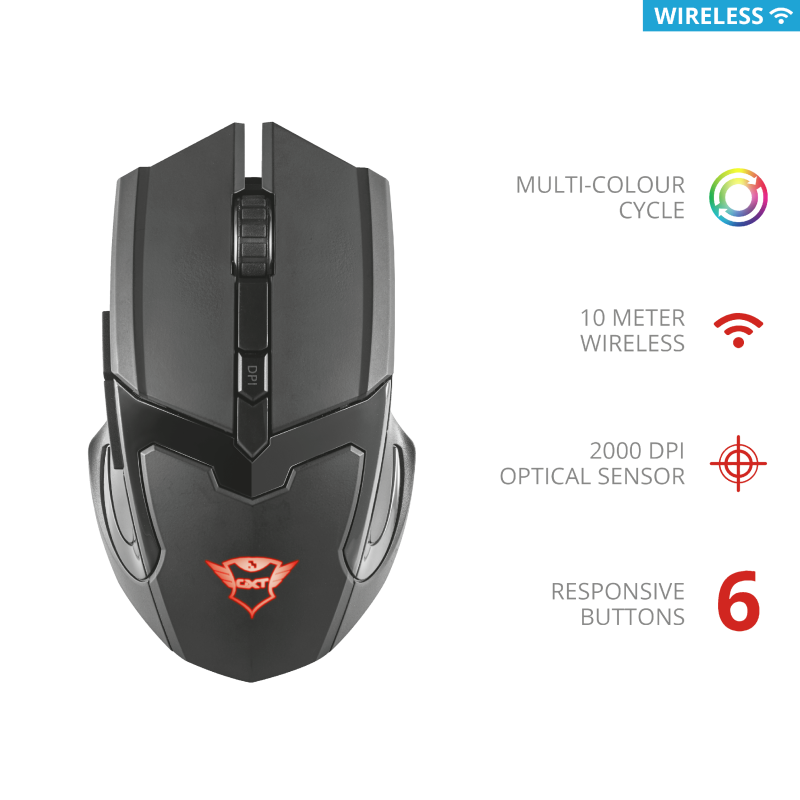 Mouse Gamer Trust Gxt 103 Gav Inalambrico Negro – imagen 2
