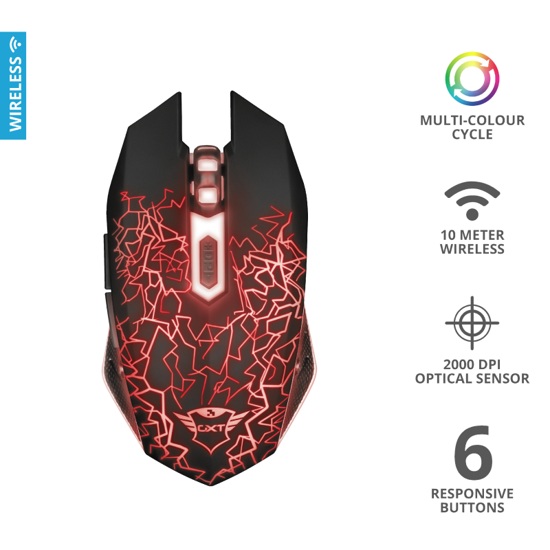 Mouse Gamer Inalambrico Trust Gxt 107 Izza Negro – imagen 4