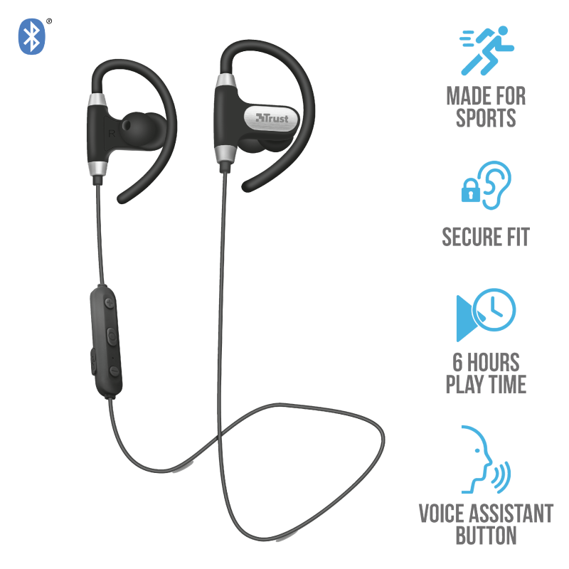 Audifonos Deportivos Bluetooth Trust Usan Negro – imagen 5