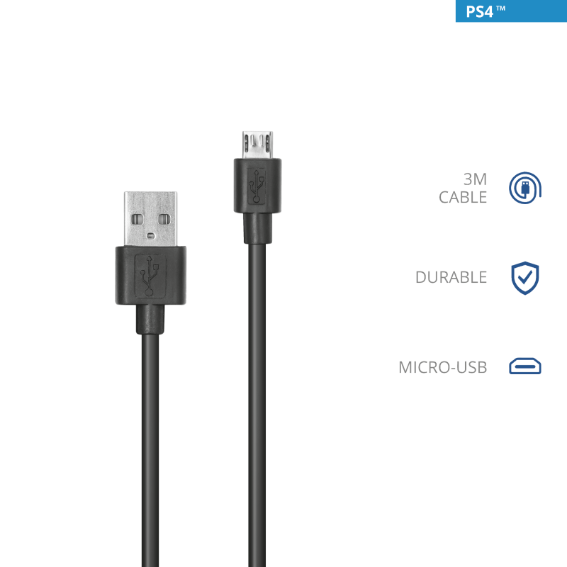 Cable Cargador Controles Ps4 Trust Gxt 224 3 Metros – imagen 5
