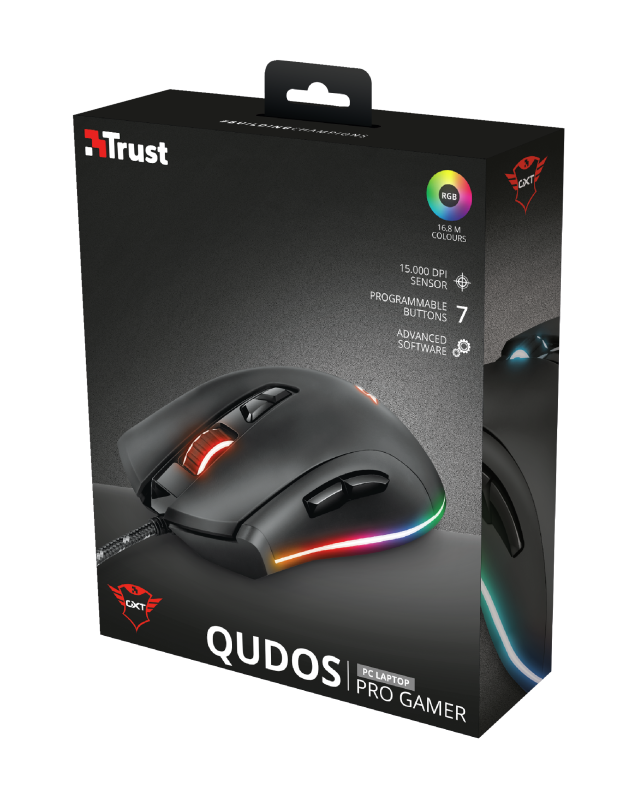 Mouse Gamer Gxt 900 Qudos Rgb Trust Negro – imagen 2
