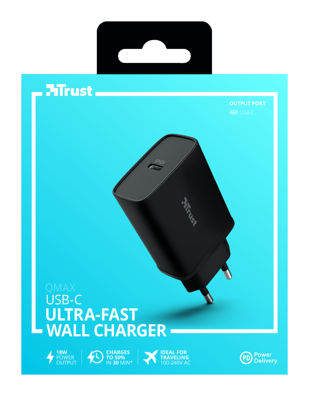 Cargador Ultra Rapida Tipo C Qmax 18w Trust Negro – imagen 5
