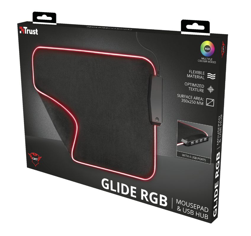 Mousepad Gamer Trust Gxt 765 Glide Flex Rgb L Hub Usb Negro – imagen 3